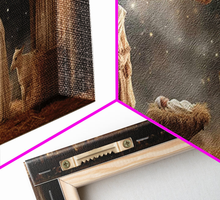 Starlit Nativity – Framed Canvas Print – Christian Wall Art – Christian Art Canvas – Christmas Art – Christian Christmas Art – Christian De