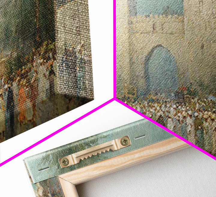 Jerusalem Gathering – Framed Canvas Print – Christian Art Canvas – Christian Wall Art – Vintage Christian Art – Christian Gift Ideas