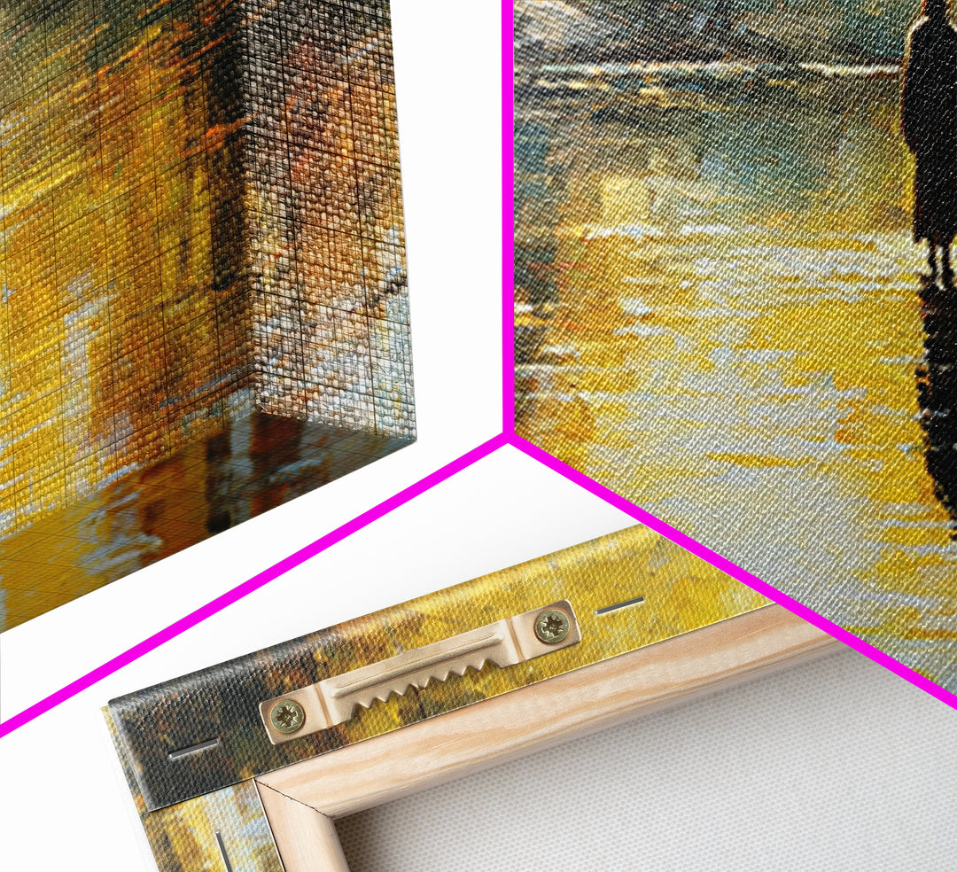 Golden Shepherd Path – Framed Canvas Print – Christian Wall Art – Jesus Painting – Christian Art Canvas – Christian Christmas Art