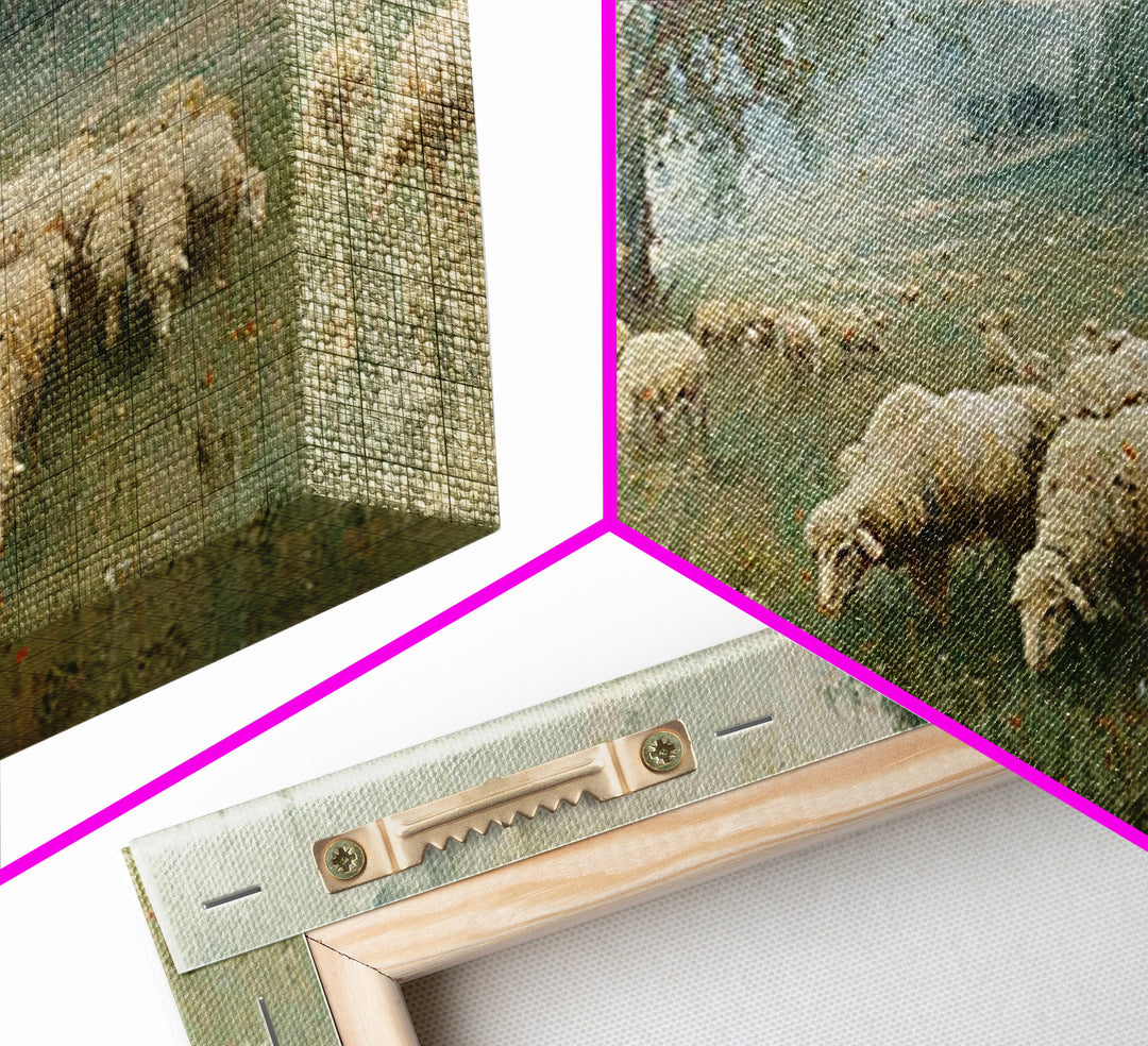 Radiant Meadow Flock, Framed Canvas Print, Christian Art, Christian Wall Art, Christian Art Canvas, Christian Paintings, Christmas Art, Chr
