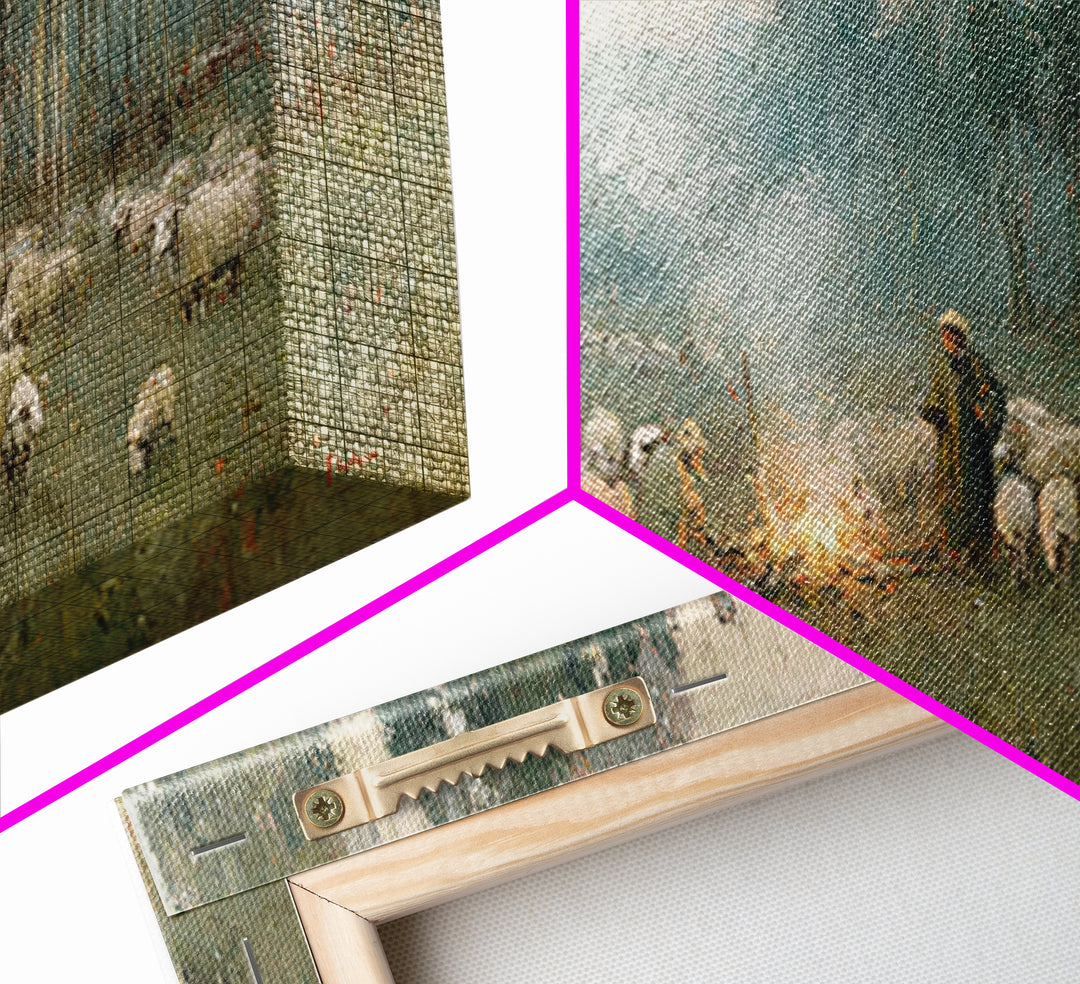 Dawn Of The Shepherds – Framed Canvas Print – Christian Christmas Art – Christian Wall Art – Jesus Painting – Christian Art Canvas – Christ
