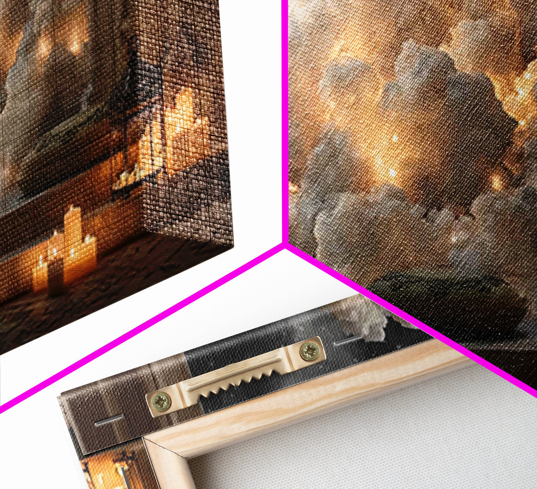 Celestial Glow - Framed Canvas Print - Christian Christmas Art - Christian Art Canvas - Moody Christmas Art - Christian Wall Art