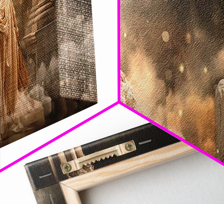 Golden Annunciation, Framed Canvas Print, Christian Wall Art, Jesus Painting, Christian Art Canvas, Christian Christmas Art, Christian Deco