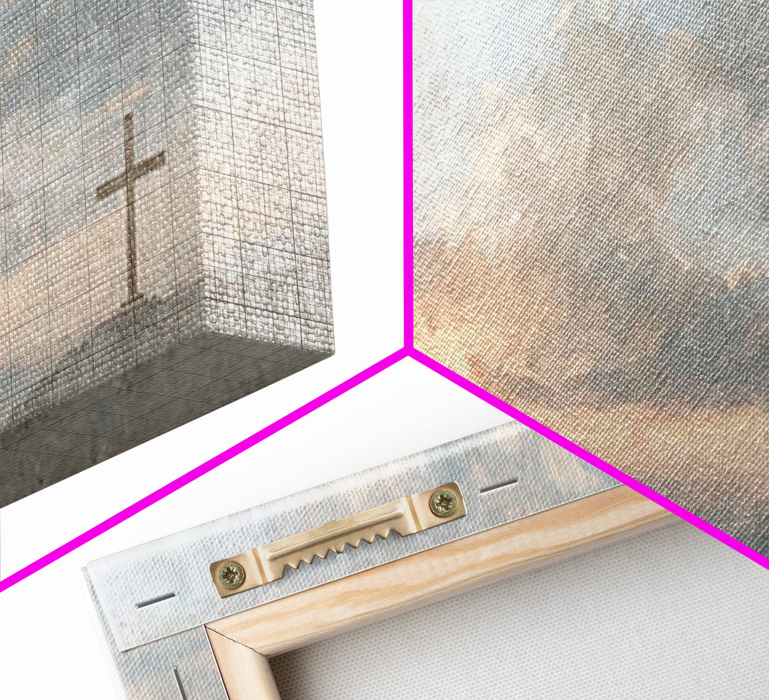 Cross At Dawn – Framed Canvas Print – Christian Wall Art – Christian Art Canvas – Christian Christmas Art – Subtle Christian Art – Christia