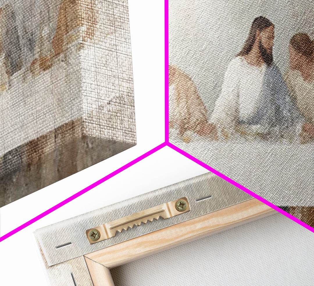 Graceful Table Gathering – Framed Canvas Print – Christian Painting – Jesus Art Print – Christian Wall Art – Christmas Art – Christian Deco