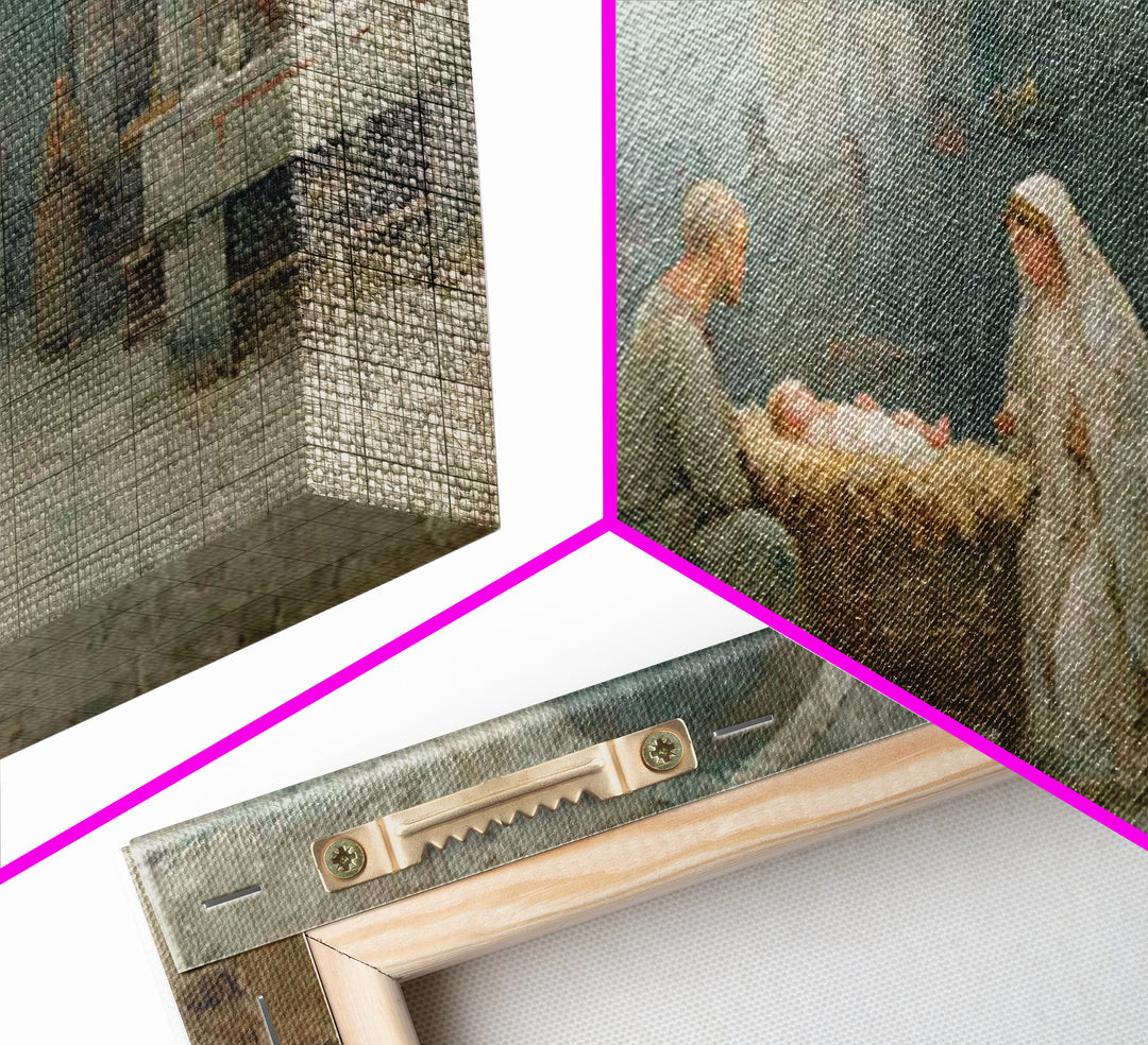 Holy Nativity Peace | Framed Canvas Print | Christian Christmas Art | Christian Art Canvas | Christian Wall Art | Birth Of Jesus Painting |