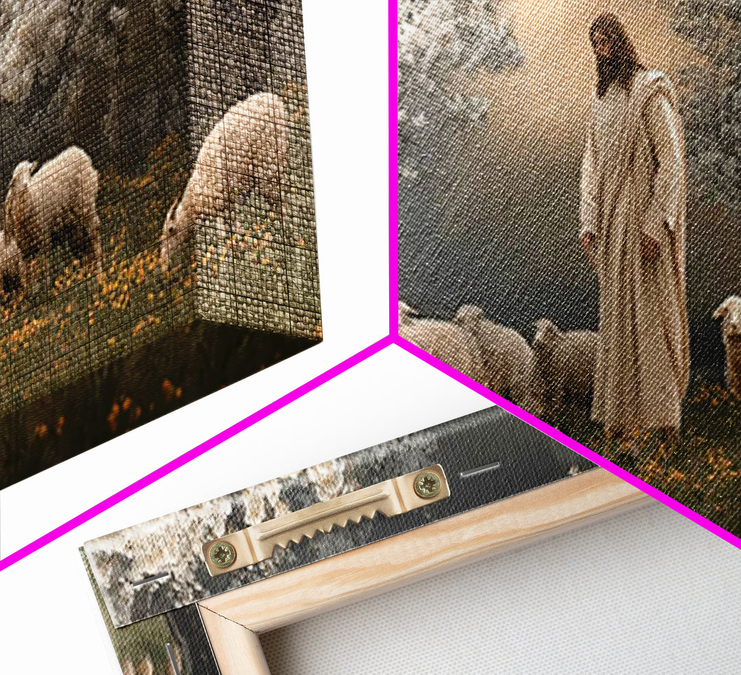 Shepherds Of Light – Framed Canvas Print – Christian Wall Art – Jesus Painting – Christian Art Canvas – Pastoral Scenery – Christian Christ