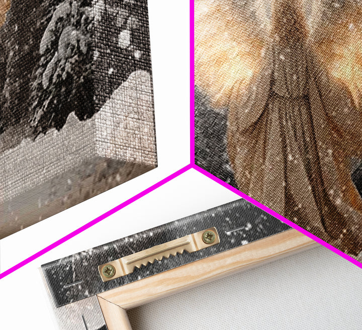 Winter Guardian – Framed Canvas Print – Christian Wall Art – Christian Art Canvas – Angel Art – Christmas Art – Christian Decorations