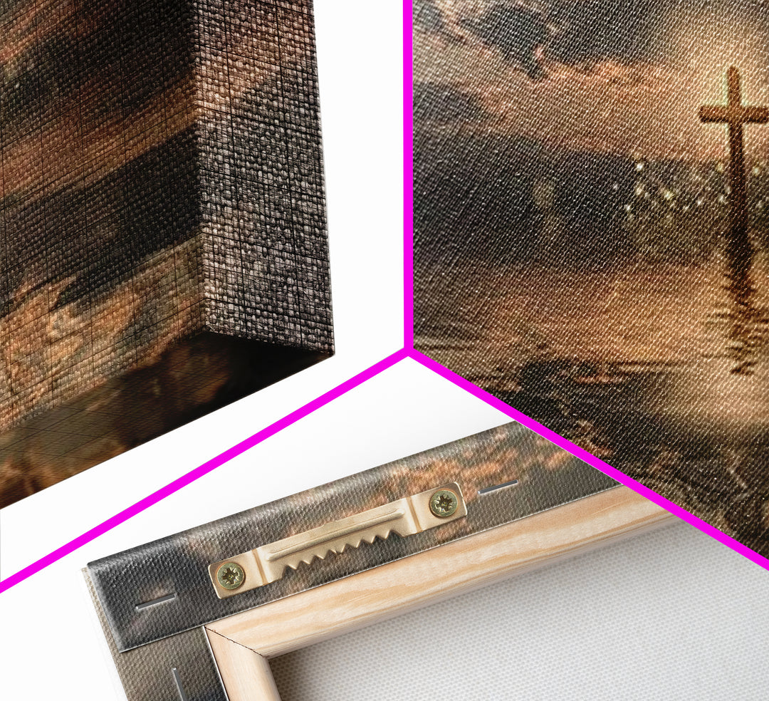 Cross Of Dawn – Framed Canvas Print – Christian Art Canvas – Christian Wall Art – Moody Christian Art – Christmas Art – Christian Decoratio