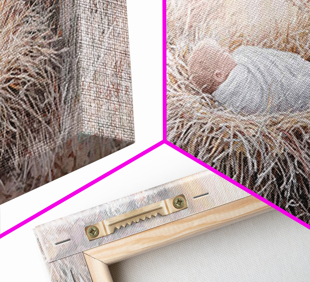 Sacred Straw Cradle – Framed Canvas Print – Christian Art Print – Christmas Art – Christian Wall Art – Jesus Painting – Christian Christmas