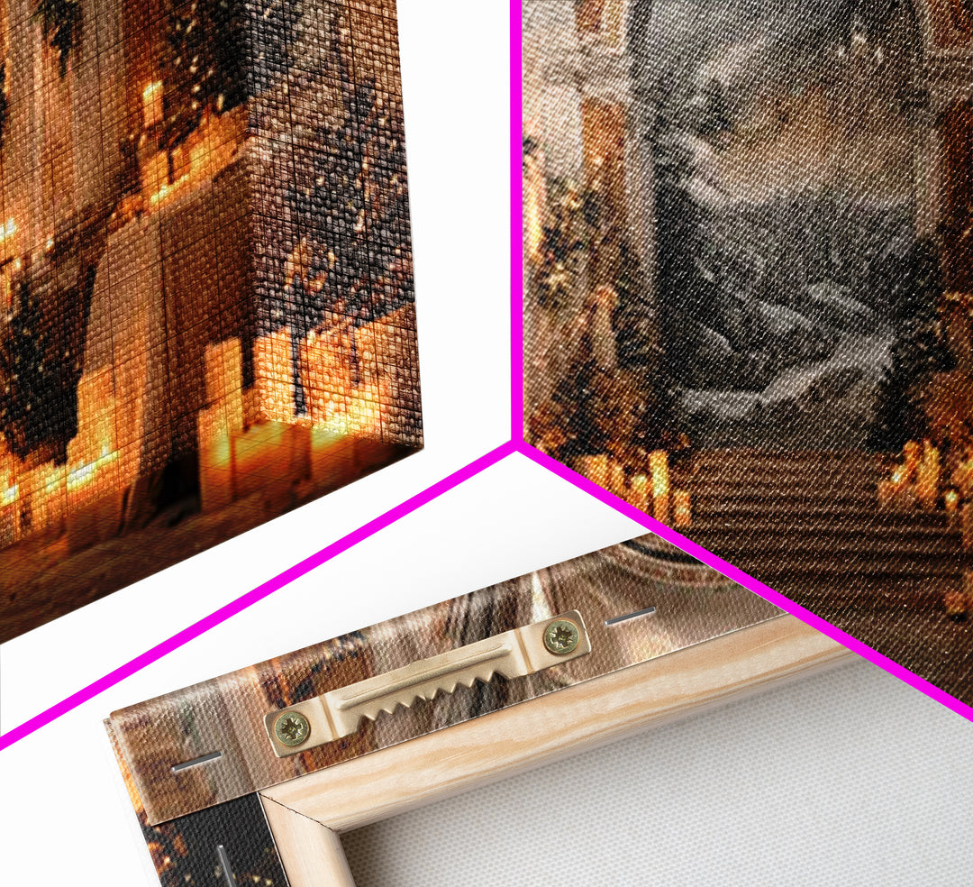 Blessed Candle Vigil – Framed Canvas Print – Christian Wall Art – Modern Christian Art – Christmas Canvas Wall Art – Christian Gift Ideas –