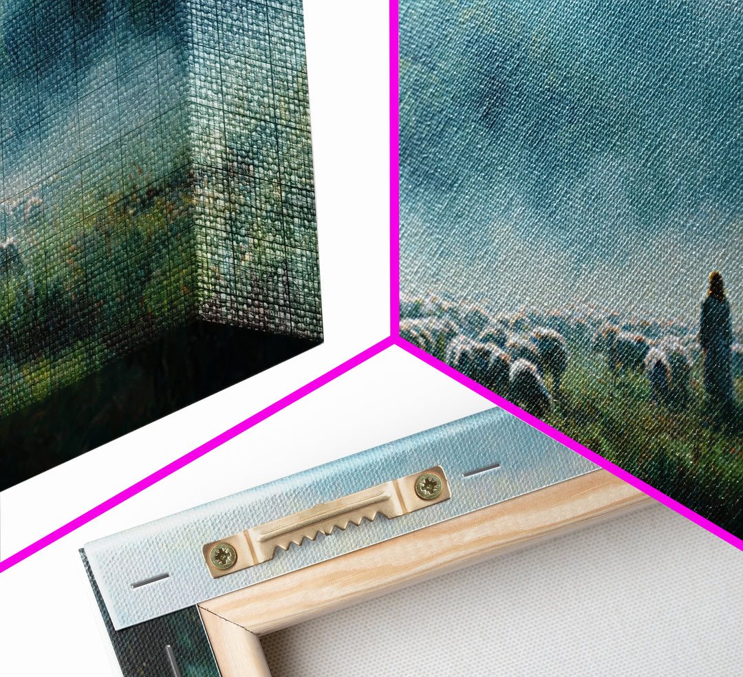 Morning Pasture Calm – Framed Canvas Print – Christian Art – Christian Wall Art – Christian Art Canvas – Jesus Painting – Christmas Art