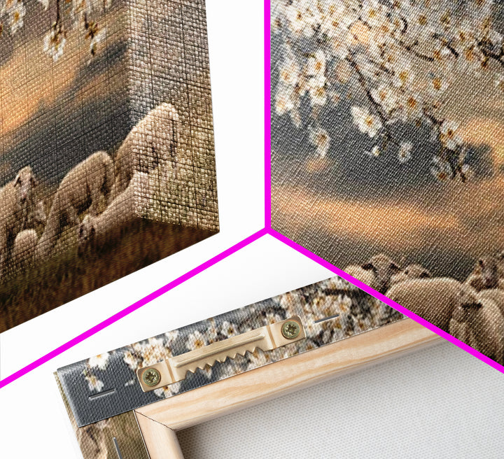 Gentle Twilight Shepherd, Framed Canvas Print, Christian Wall Art, Jesus Painting, Christmas Art, Christian Art Canvas