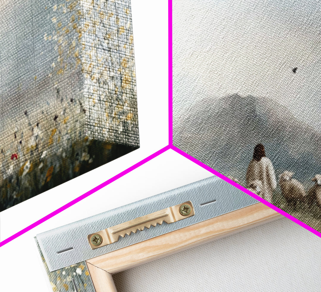 Heavenly Field Stillness, Framed Canvas Print, Christian Christmas Art, Jesus Painting, Christian Wall Art, Art Canvas