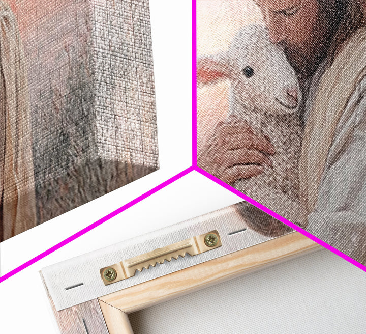 Shepherd's Embrace – Framed Canvas Print – Christian Wall Art – Jesus Painting – Christian Art Canvas – Christian Christmas Art