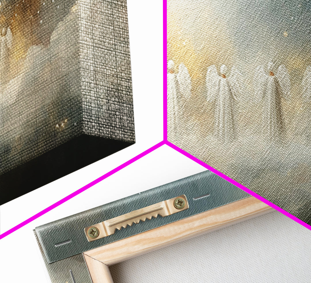 Angelic Gathering - Framed Canvas Print - Christian Art Canvas - Large Christian Art - Christian Christmas Decorations - Christian Painting