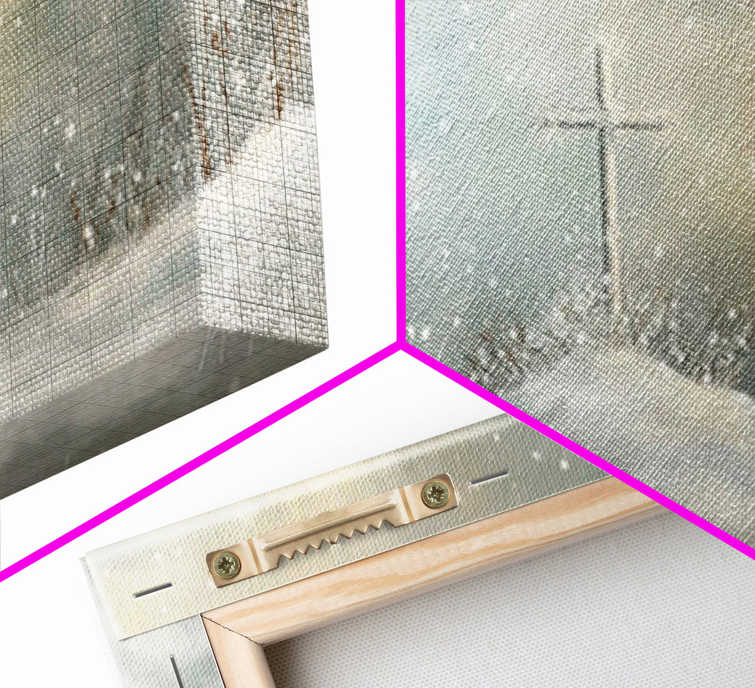 Frosted Cross Light – Framed Canvas Print – Christian Art Canvas – Minimalist Christian Art – Christian Wall Art – Subtle Christian Art – C