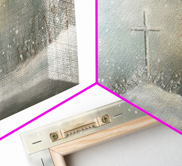 Frosted Cross Light – Framed Canvas Print – Christian Art Canvas – Minimalist Christian Art – Christian Wall Art – Subtle Christian Art – C