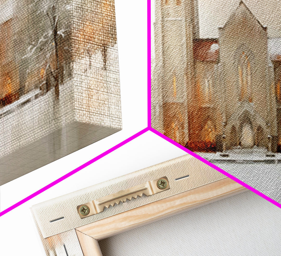 Snowbound Chapel Light | Framed Canvas Print | Christian Art Canvas | Christian Wall Art | Modern Christian Art | Christmas Wall Art | Chri
