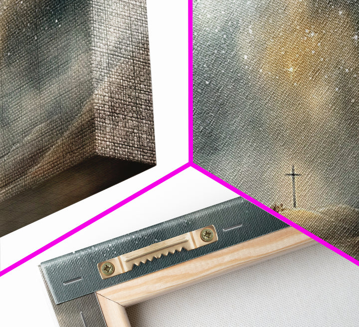 Starlit Crossland – Framed Canvas Print – Christian Art Canvas – Christian Wall Art – Modern Christian Art – Christmas Art – Christian Gift