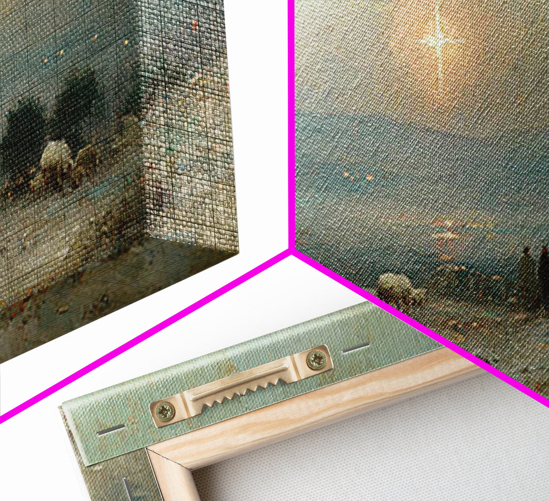 Shepherds Of Dawn – Framed Canvas Print – Christian Christmas Art – Christmas Wall Art – Jesus Painting – Christian Art Canvas – Vintage Ch