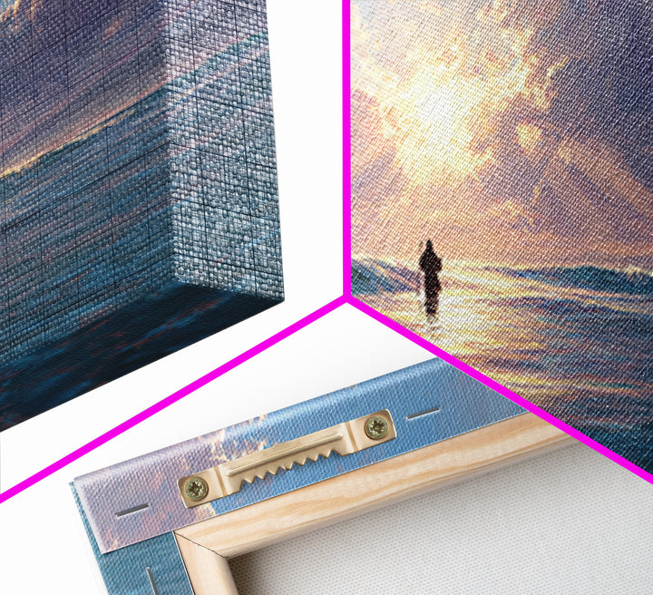 Light Upon The Waters – Framed Canvas Print – Jesus Painting – Christian Art Canvas – Christian Wall Art – Modern Christian Painting – Chri