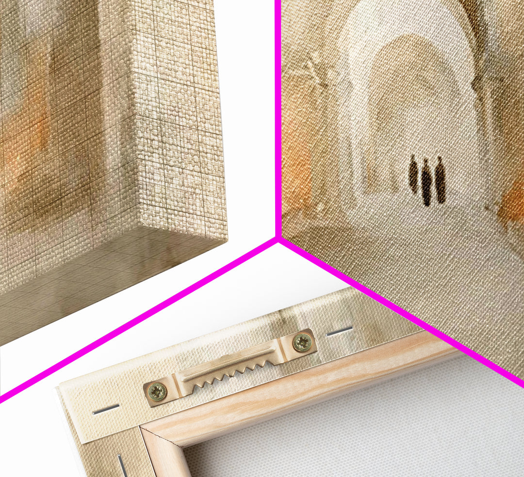 Quiet Cloister Path, Framed Canvas Print, Christian Art Canvas, Christian Wall Art, Minimalist Christian Art, Christian Painting, Christian