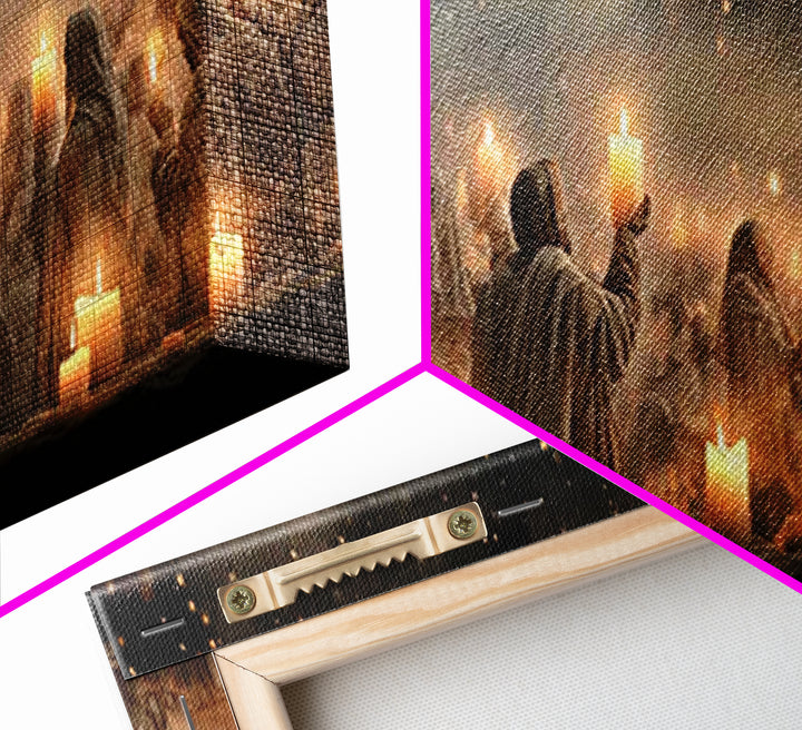Sacred Candlelight – Framed Canvas Print – Christian Art Canvas – Christian Christmas Art – Christmas Wall Art – Christian Decor – Modern C