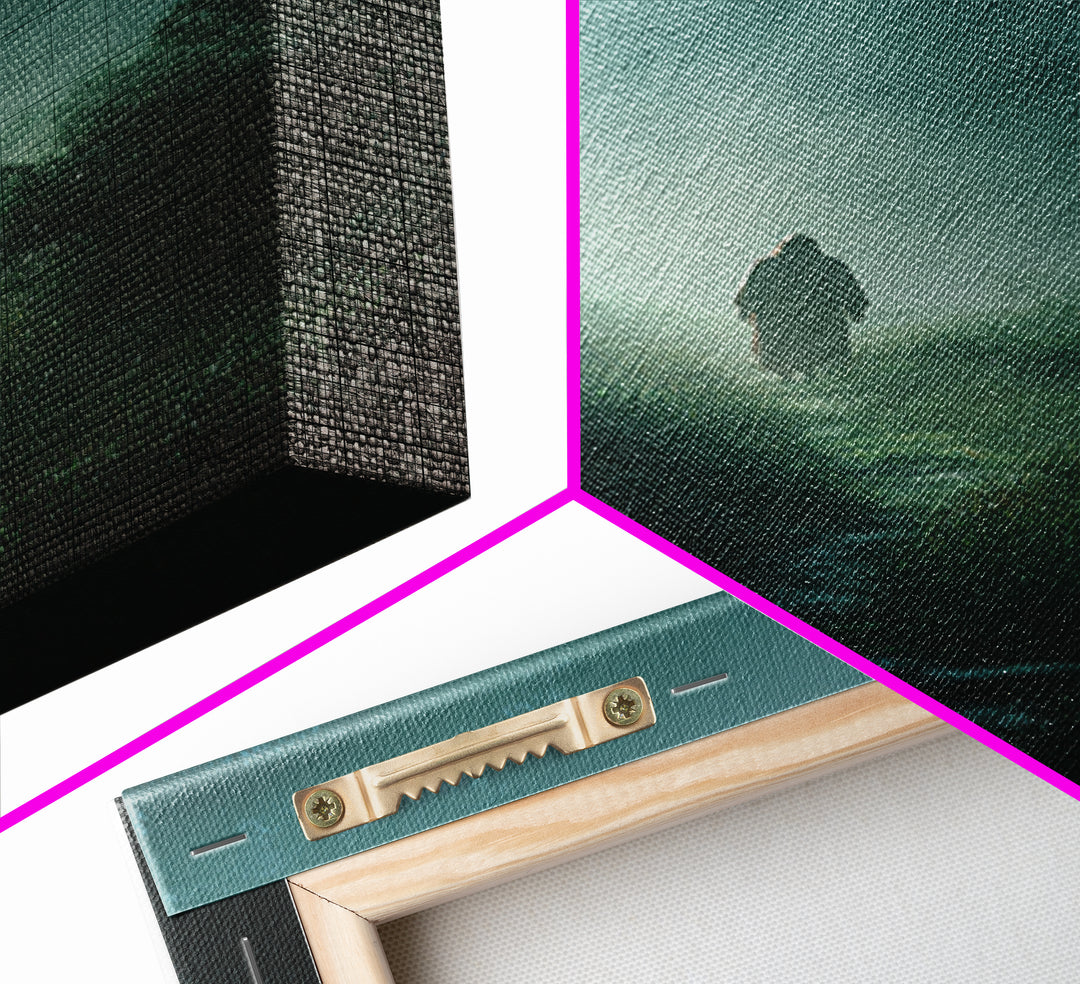 Emerald Dawn, Framed Canvas Print, Christian Wall Art, Jesus Painting, Christian Art Canvas, Moody Christian Art, Christian Christmas Art