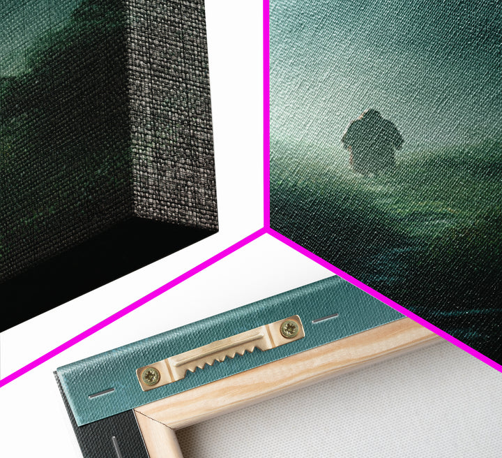 Emerald Dawn, Framed Canvas Print, Christian Wall Art, Jesus Painting, Christian Art Canvas, Moody Christian Art, Christian Christmas Art