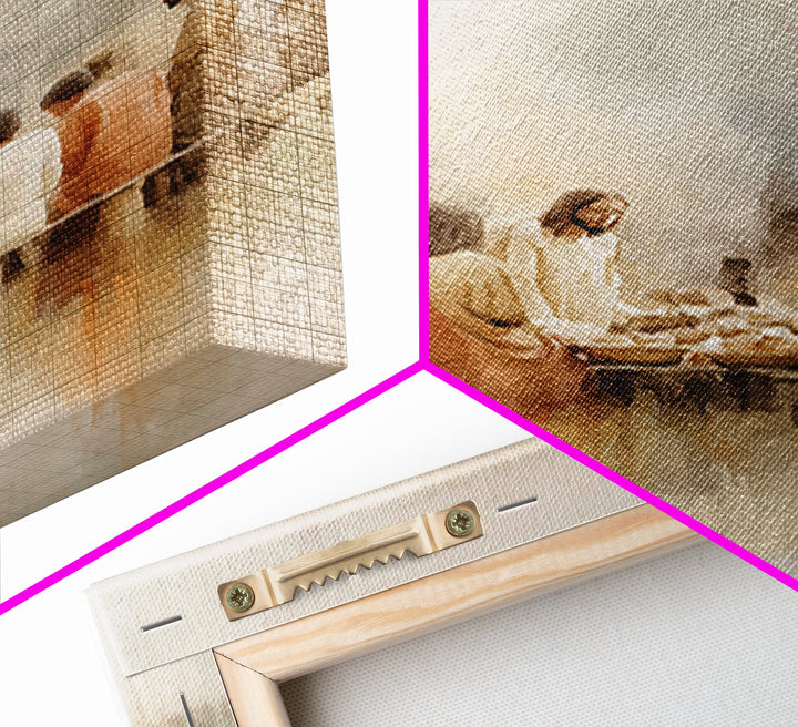 Sacred Supper Light – Framed Canvas Print – Christian Art Print – Jesus Canvas Art – Christian Wall Art – Large Christian Painting – Christ