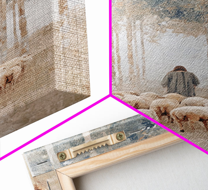 Woodland Shepherd Light – Framed Canvas Print – Christian Art Canvas – Christian Wall Art – Modern Christian Painting – Pastoral Scenery –
