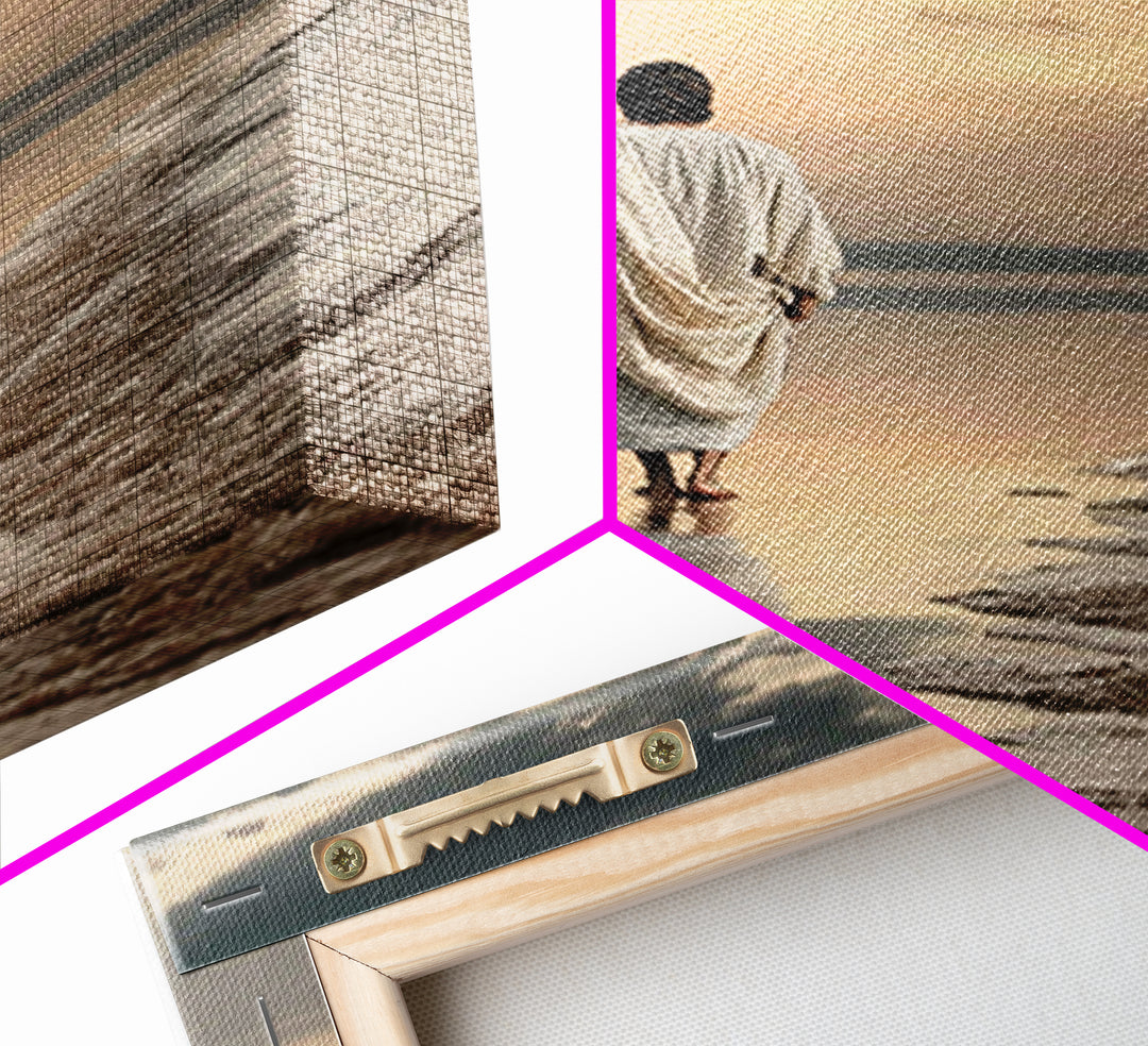 Footsteps Of Promise – Framed Canvas Print – Christian Wall Art – Jesus Painting – Christian Art Canvas – Modern Christian Art – Christian