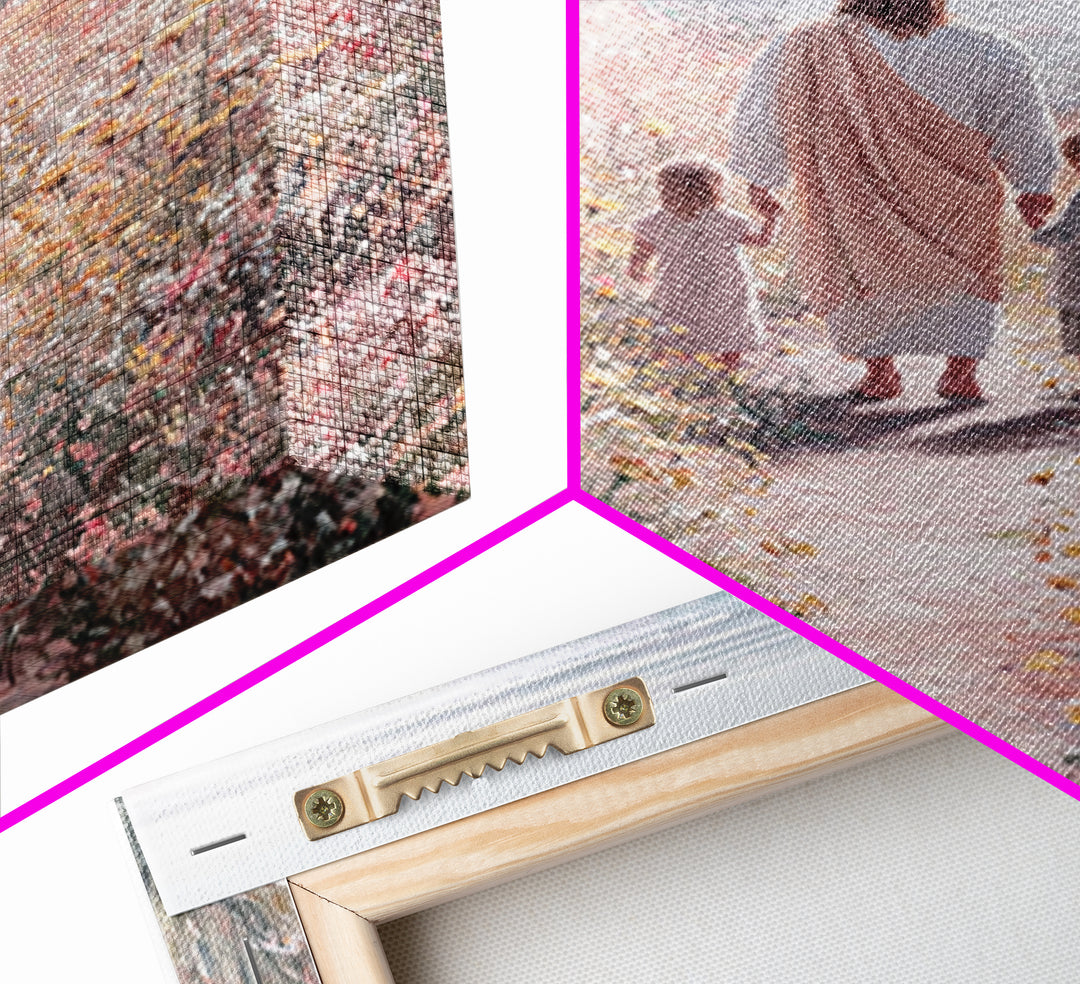 Golden Bloom Path, Framed Canvas Print, Christian Wall Art, Jesus Painting Canvas, Christian Decor, Modern Christian Painting, Christian Gi