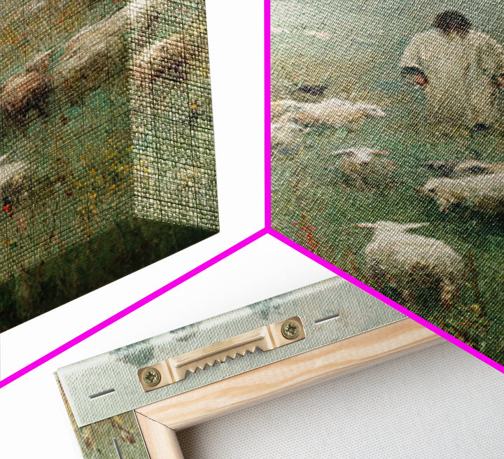 Pasture Reverence – Framed Canvas Print – Vintage Christian Art – Christian Wall Art – Christian Art Canvas – Jesus Painting – Christian De