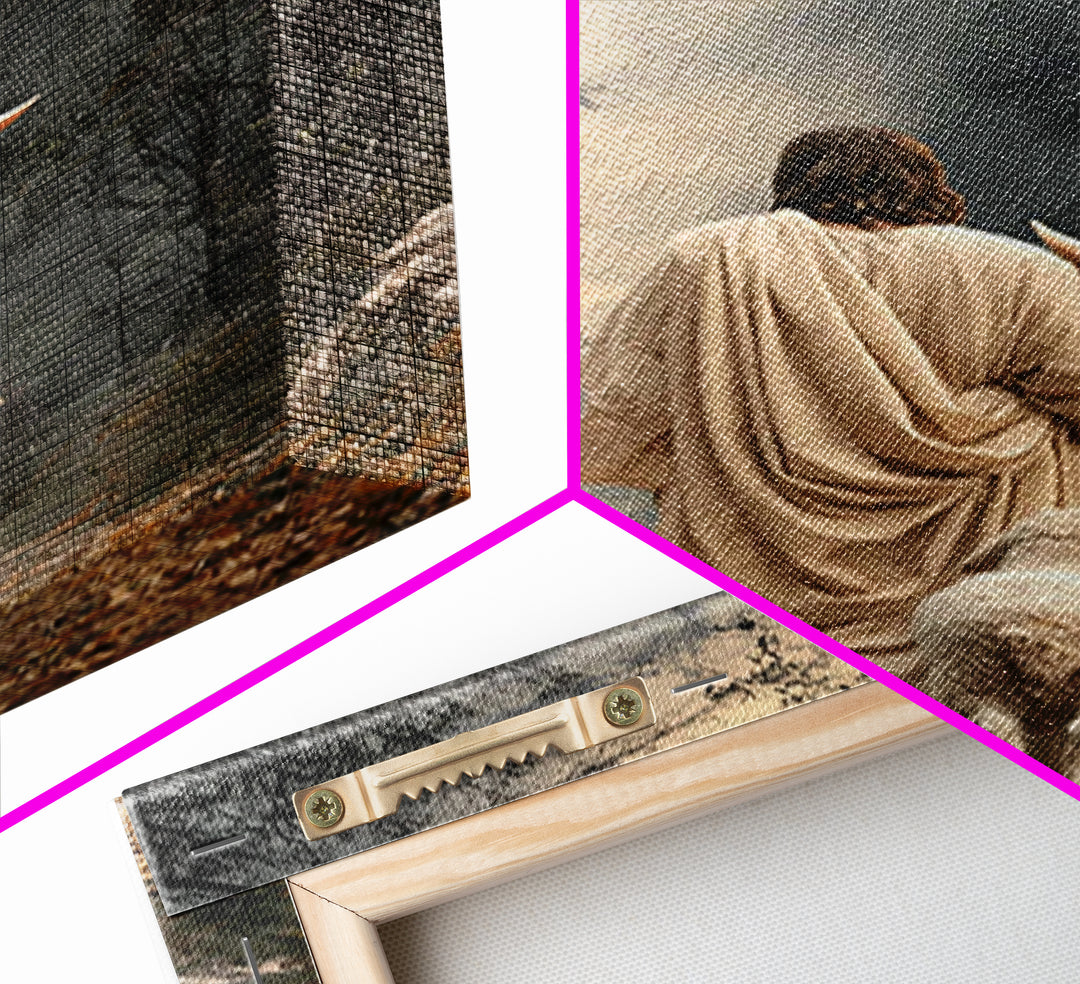 Lamb Of Peace – Framed Canvas Print – Christian Art Print – Jesus Painting – Christian Wall Art – Christian Art Gift – Modern Christian Art