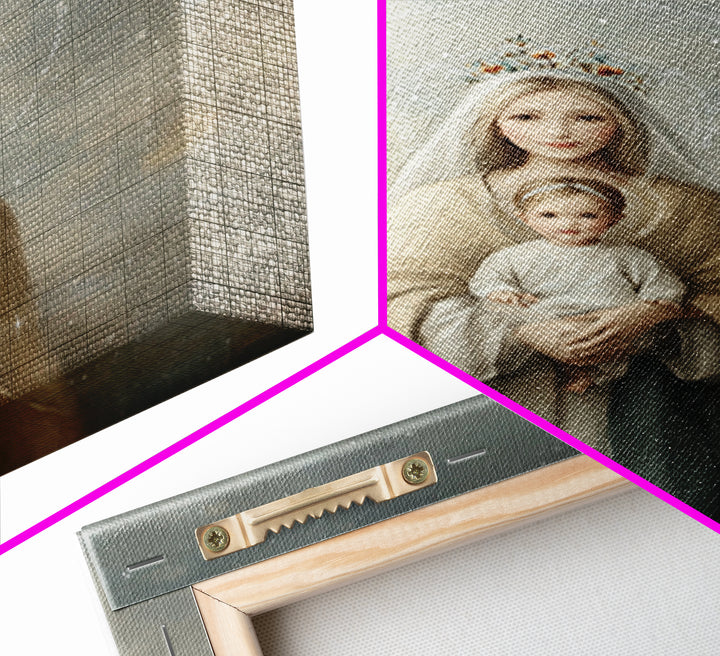 Heavenly Crown Grace – Framed Canvas Print – Christian Wall Art – Mary And Jesus Painting – Christian Art Canvas – Christian Gift Ideas – C