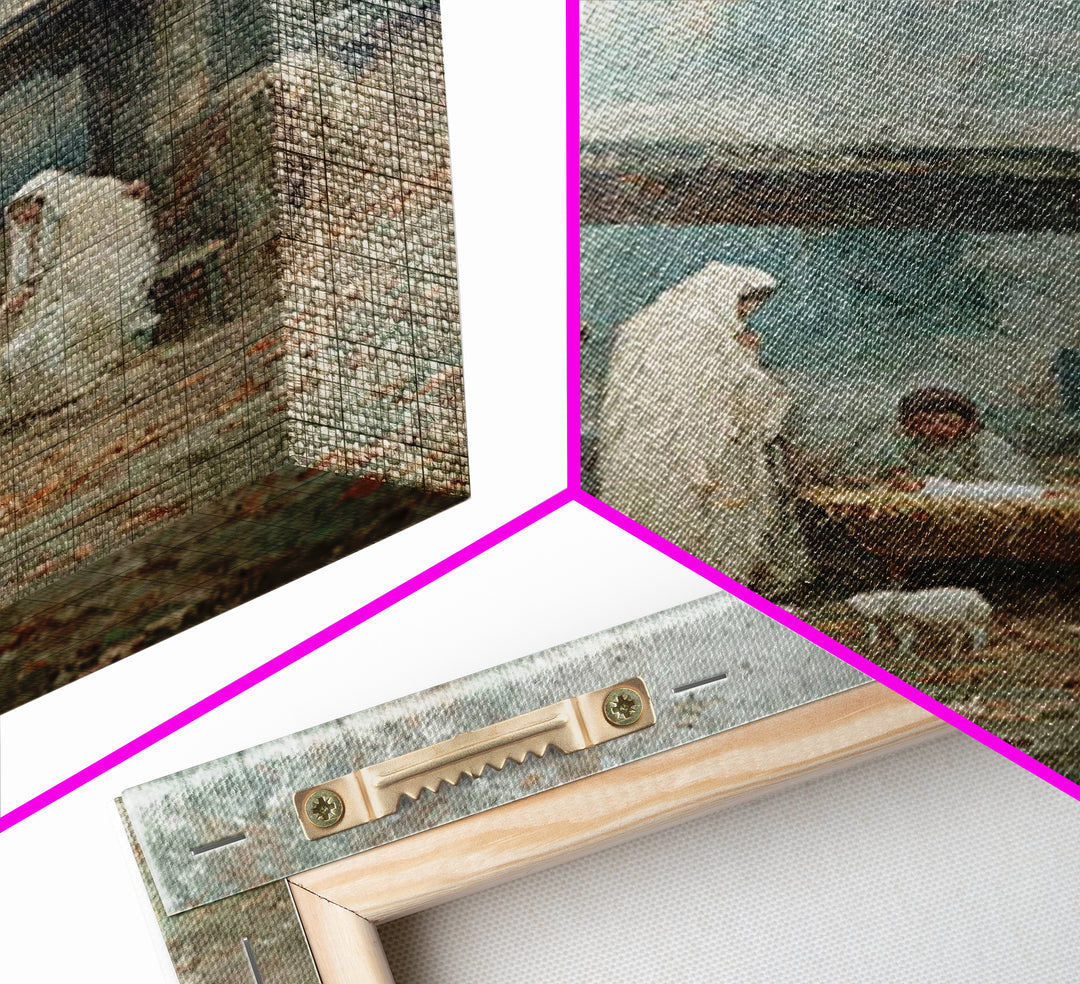Nativity Serenity, Framed Canvas Print, Christmas Art Prints, Christian Christmas Art, Vintage Christian Art, Christian Wall Art