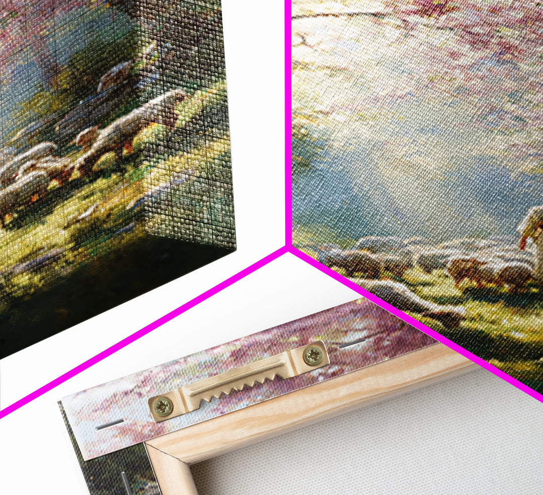 Springtime Shepherd - Framed Canvas Print - Christian Art Canvas - Christian Wall Art - Jesus Painting - Floral Christian Art - Christian D