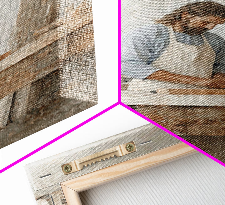 Quiet Carpenter Grace | Framed Canvas Print | Christian Wall Art | Jesus Painting | Christian Art Canvas | Christian Gift | Christmas Art