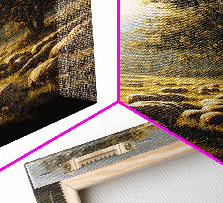 Dawn Of The Shepherds – Framed Canvas Print – Christian Wall Art – Christian Art Canvas – Christian Christmas Art – Pastoral Scenery – Chri