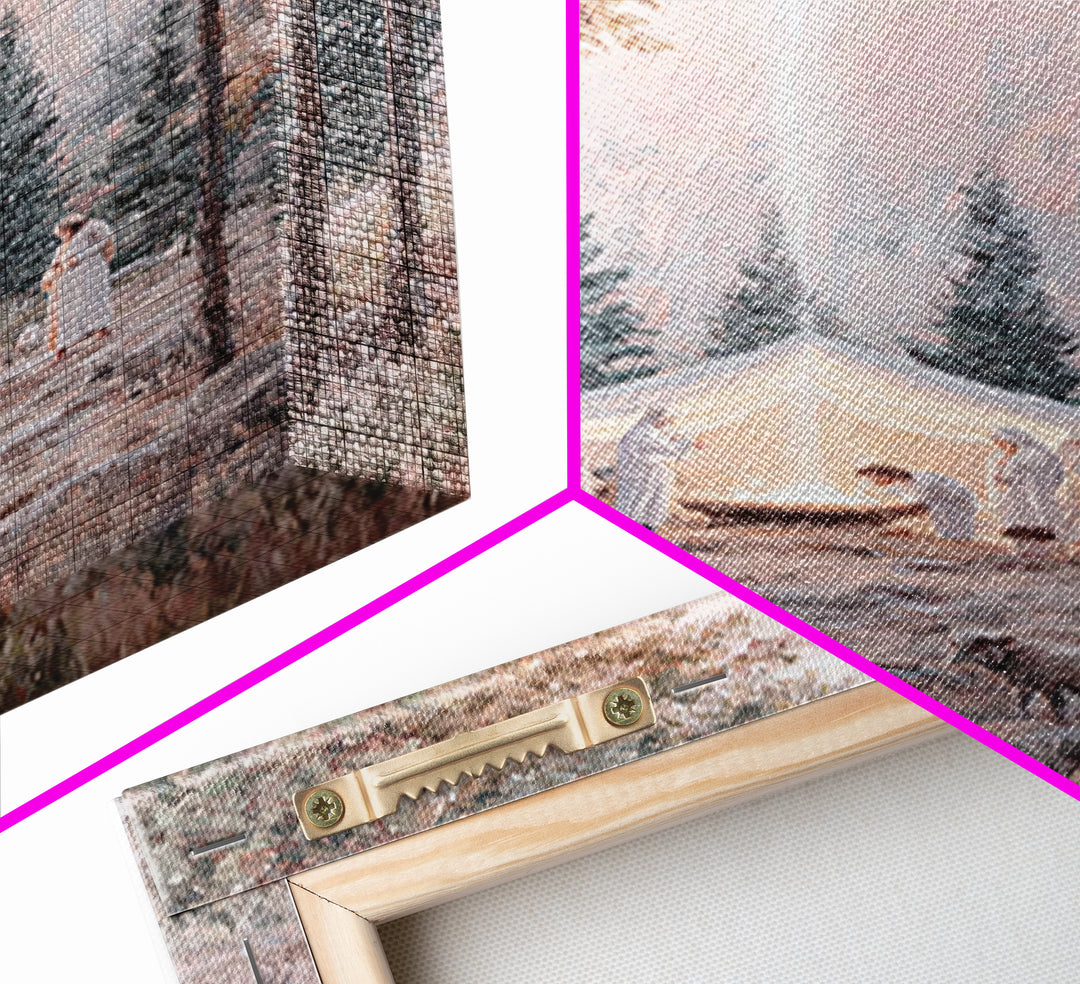 Forest Nativity Dawn – Framed Canvas Print – Christian Wall Art – Christian Art Canvas – Christmas Art – Christian Christmas Art – Christia