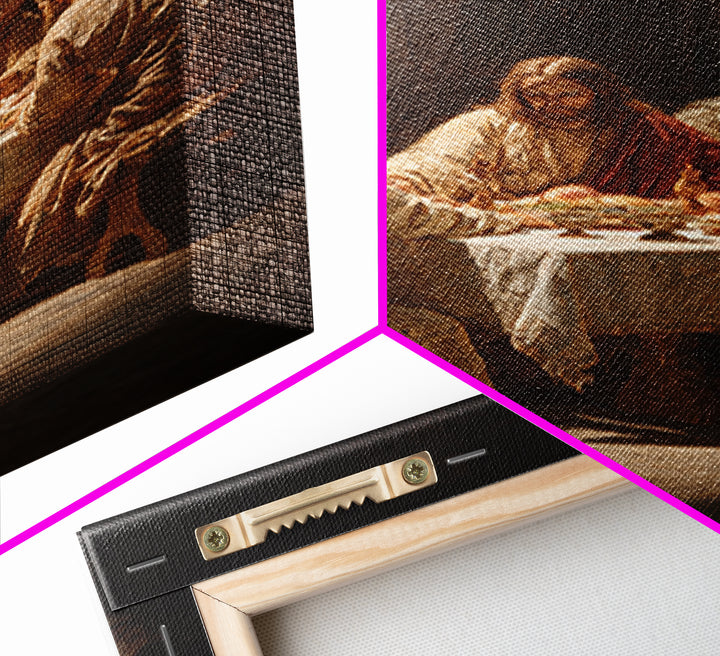 Bread Of Mercy – Framed Canvas Print – Christian Art Canvas – Vintage Jesus Painting – Christian Wall Art – Christian Art Print – Moody Chr