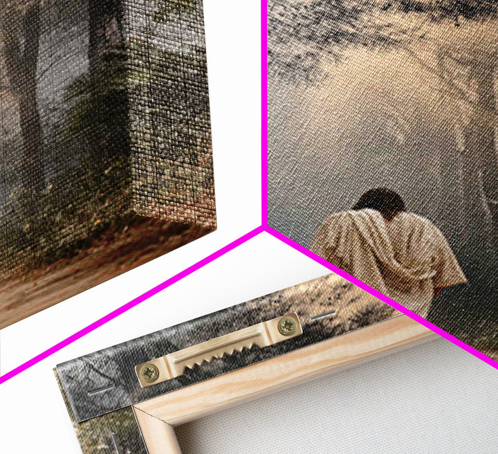 Golden Path – Framed Canvas Print – Christian Art Print – Christian Wall Art – Subtle Christian Art – Jesus Painting – Christmas Decor