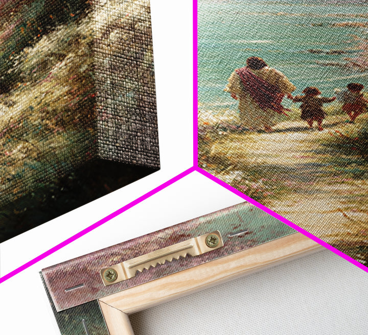 Shoreline Grace, Framed Canvas Print, Christian Wall Art, Jesus Painting, Christian Art Canvas, Christian Gift Ideas