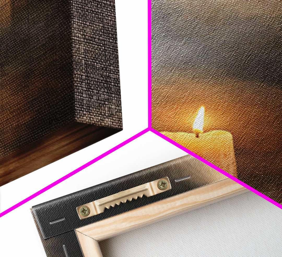Sanctuary Candle – Framed Canvas Print – Christian Wall Art – Christian Art – Christian Decor – Moody Christian Art – Christian Christmas A