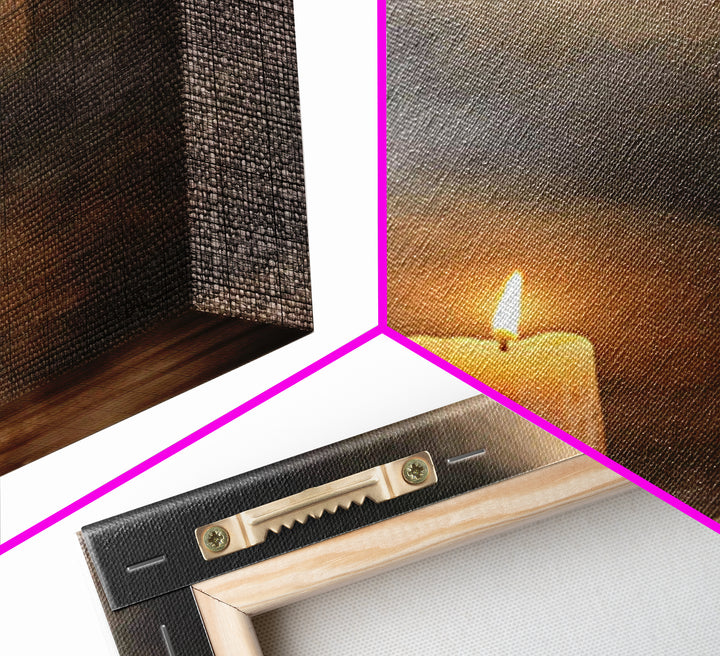 Sanctuary Candle – Framed Canvas Print – Christian Wall Art – Christian Art – Christian Decor – Moody Christian Art – Christian Christmas A