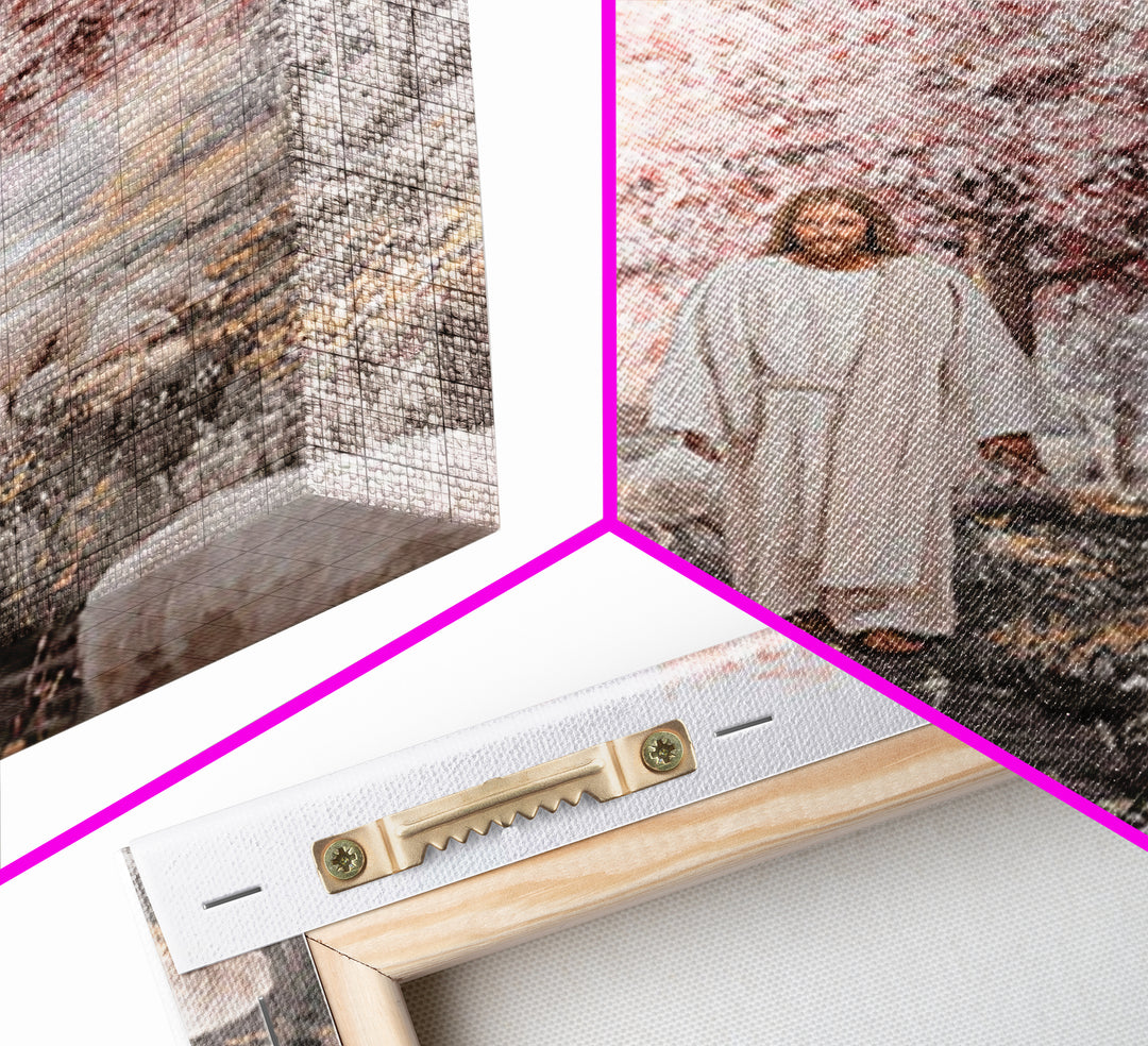 Blossoms Of Salvation, Framed Canvas Print, Christian Art Canvas, Christian Wall Art, Jesus Painting, Christian Gift Ideas, Subtle Christia