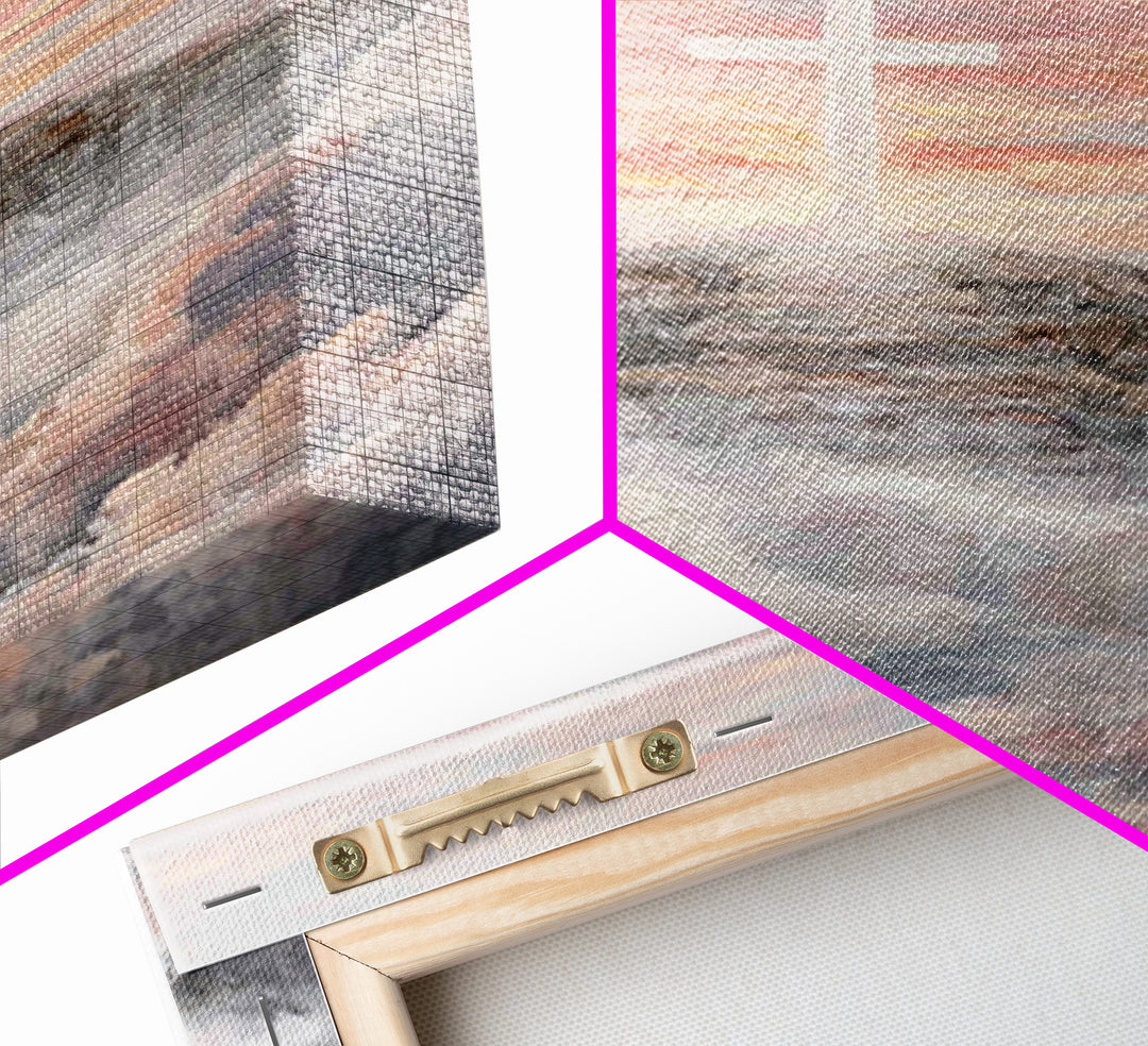 Hilltop Sunrise Cross, Framed Canvas Print, Christian Wall Art, Christian Art Print, Large Christian Painting, Christian Home Decor