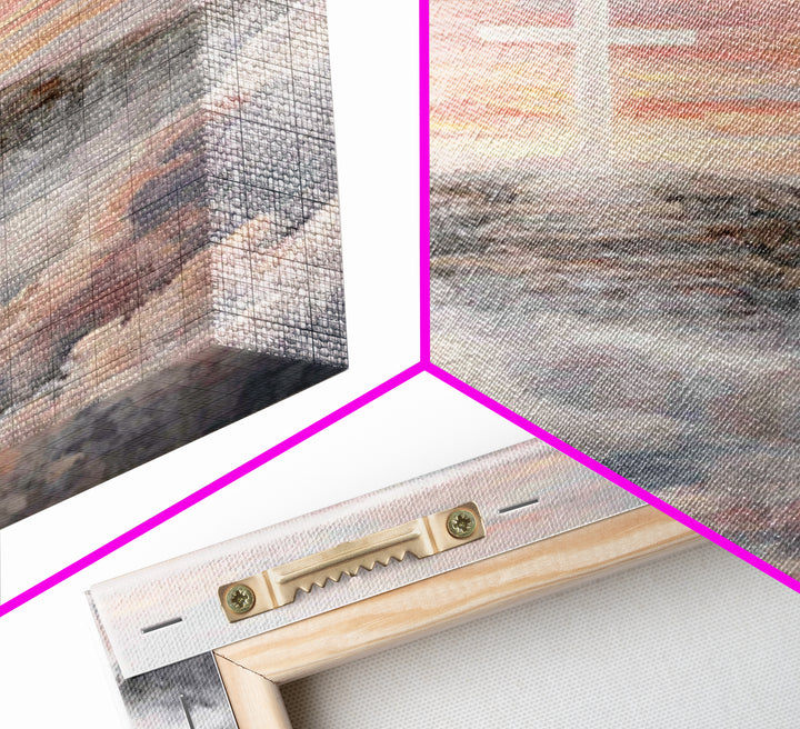 Hilltop Sunrise Cross, Framed Canvas Print, Christian Wall Art, Christian Art Print, Large Christian Painting, Christian Home Decor